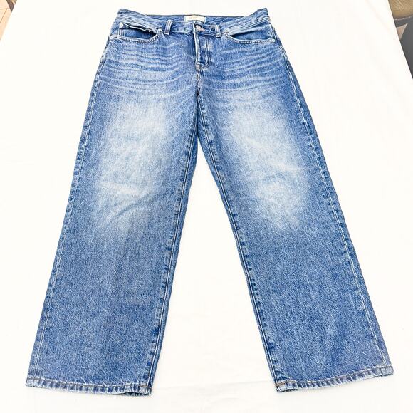 Madewell Low-Strung Straight Button Fly Wide Leg Denim Jeans DM7104 Size 28P - Picture 2 of 9
